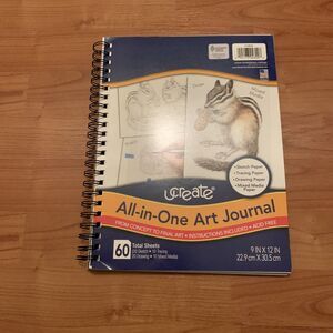 Ucreate All in One Journal Art Drawing Notebook 9"X12" White 60 Sheets